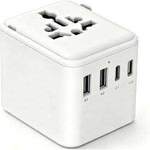 Universal Travel Adapter with 2 USB-A and 2 USB-C Ports 15W