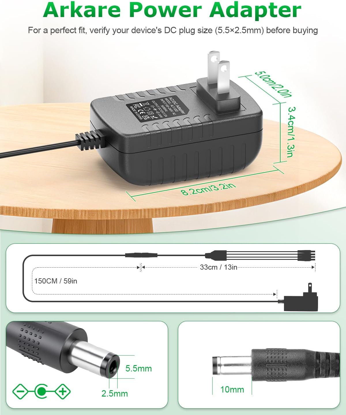 12V Power Supply 2A AC/DC Adapter 12Volt 2A Wall Charger Replacement - Image 4