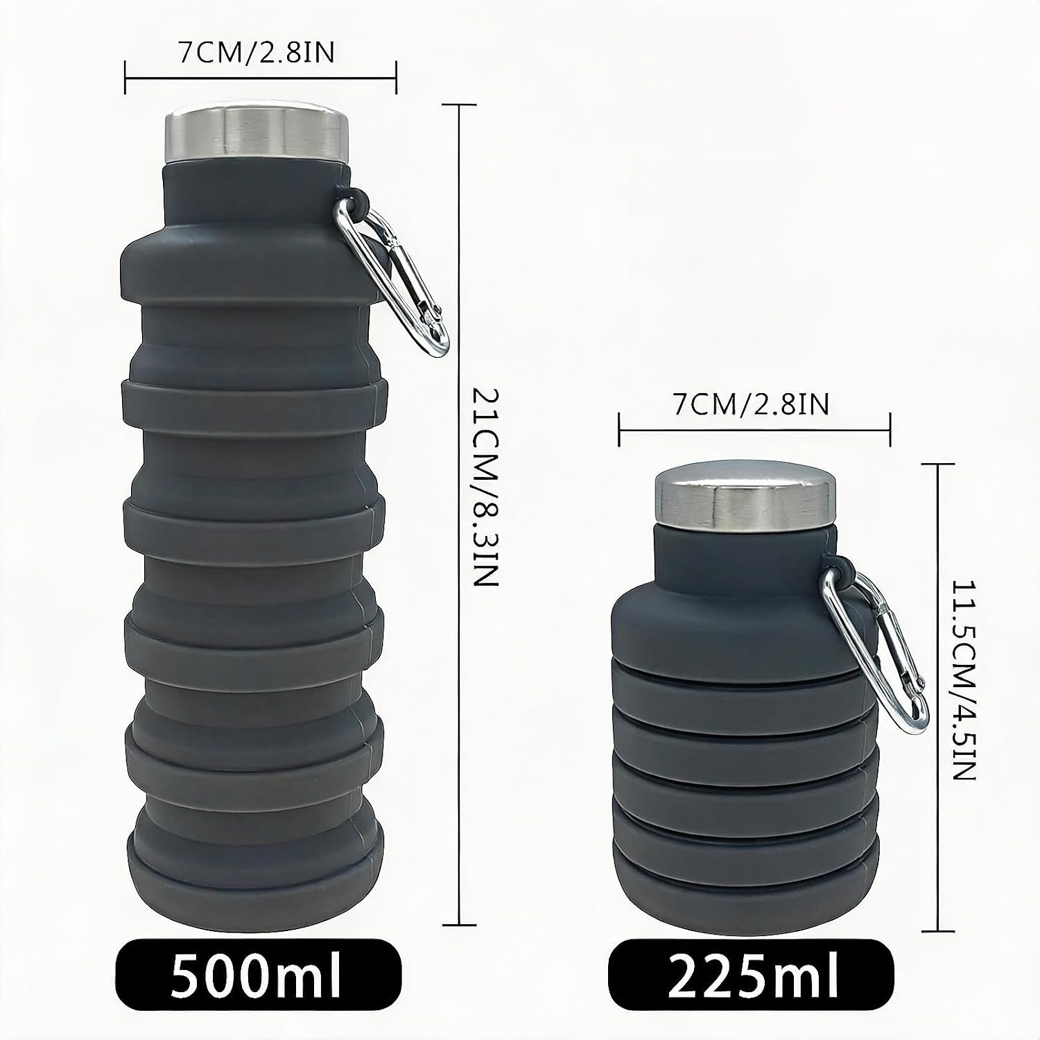 YCT Collapsible Water Bottle 17oz(500ml),Travel Portable Sport Water Bottle,Reusable Silicone Foldable Water Bottles for Gym Camping Hiking (Purple+Black) - Image 5