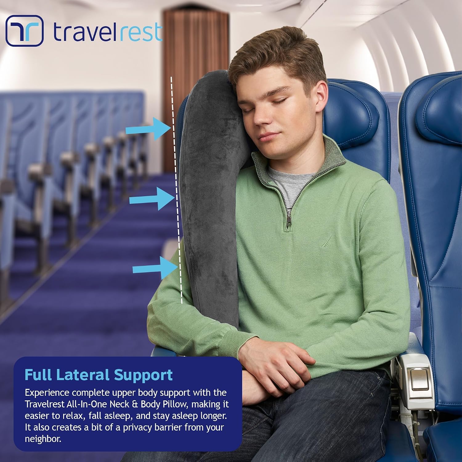 TRAVELREST All-in-One Travel Neck Support & Body Pillow - Grey - Image 5