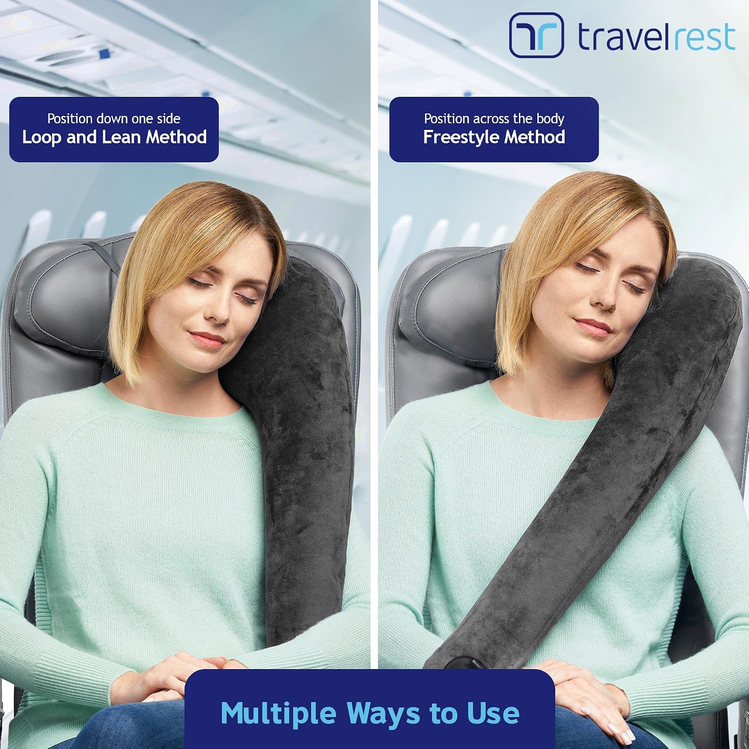 TRAVELREST All-in-One Travel Neck Support & Body Pillow - Grey - Image 8