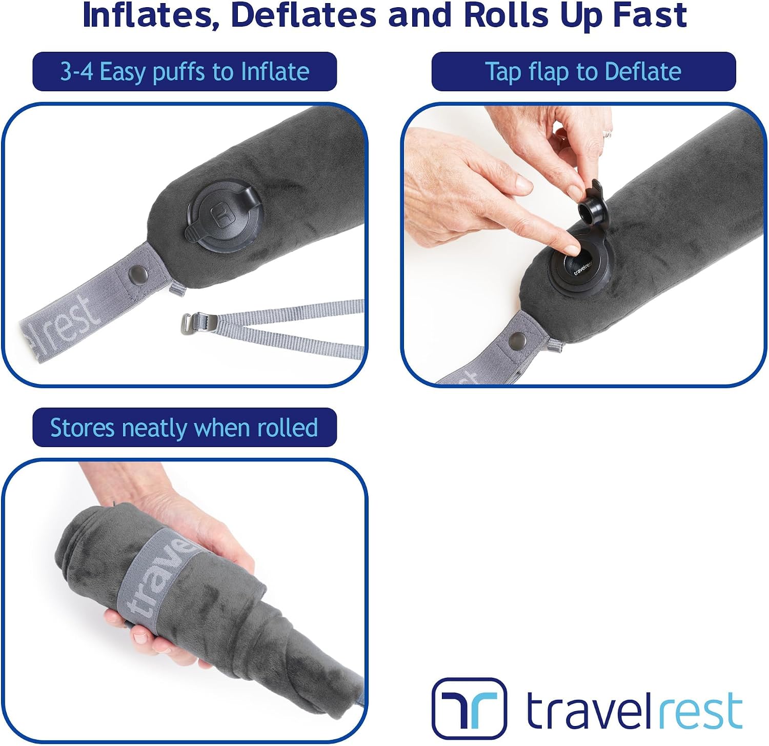 TRAVELREST All-in-One Travel Neck Support & Body Pillow - Grey - Image 9